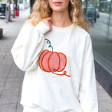 Halloween Lovely Ivory Embroidered Pumpkin Knit Sweater