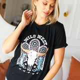 Black Cotton Wild West Graphic Tee