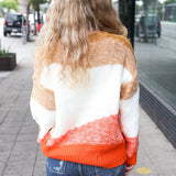 Adorable You Camel & Orange Color Block Sweater