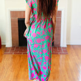 Stand Out Green & Fuchsia Floral Fit & Flare Maxi Dress