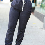 Feeling Cozy Ash Black Acid Wash Fleece Sweatpants