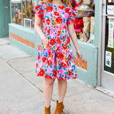 Love Found Pink Floral Smocked Ruffle Sleeve Tiered Dress