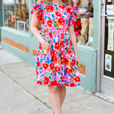 Love Found Pink Floral Smocked Ruffle Sleeve Tiered Dress