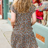 Feeling Bold Taupe Leopard Print Tiered Ruffle Sleeve Woven Dress