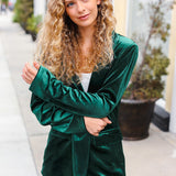 Holiday Stunner Hunter Green Velvet Lapel Blazer