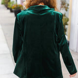 Holiday Stunner Hunter Green Velvet Lapel Blazer