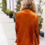 Holiday Stunner Rust Velvet Lapel Blazer