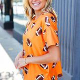 Game Day Orange Football Print Knit Top