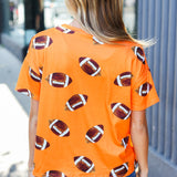 Game Day Orange Football Print Knit Top