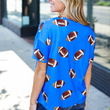 Game Day Blue Football Print Knit Top