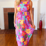 Diva Dreams Multicolor Tropical Floral Fit & Flare Maxi Dress