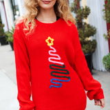 All I Want Red Christmas Tree Lurex Embroidery Sweater