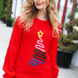 All I Want Red Christmas Tree Lurex Embroidery Sweater