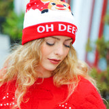 "Oh Deer" Rudolph Reindeer Pom-Pom Beanie