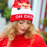 "Oh Deer" Rudolph Reindeer Pom-Pom Beanie