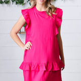 French Rose Tiered Ruffle Crinkle Dress