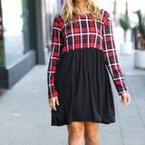 Holiday Plaid Twofer Babydoll Dress