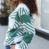 Under The Christmas Tree Green Plaid Soft Brushed Hairy Sweater