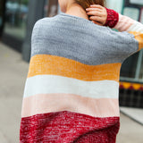 Fall For You Grey & Camel Color Block Open Cardigan