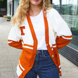 Game Day Burnt Orange "T" Embroidered Cardigan