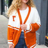 Game Day Burnt Orange "T" Embroidered Cardigan