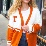 Game Day Burnt Orange "T" Embroidered Cardigan