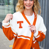 Game Day Burnt Orange "T" Embroidered Cardigan