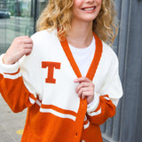 Game Day Burnt Orange "T" Embroidered Cardigan