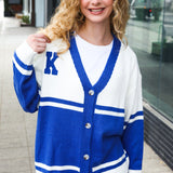 Game Day Blue "K" Embroidered Cardigan