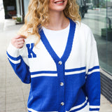 Game Day Blue "K" Embroidered Cardigan