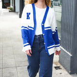 Game Day Blue "K" Embroidered Cardigan