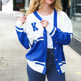 Game Day Blue "K" Embroidered Cardigan