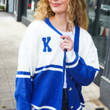 Game Day Blue "K" Embroidered Cardigan