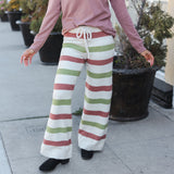 Holiday Vibes Rose & Green Fleece Plaid Drawstring Jogger