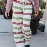 Holiday Vibes Rose & Green Fleece Plaid Drawstring Jogger