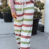 Holiday Vibes Rose & Green Fleece Plaid Drawstring Jogger