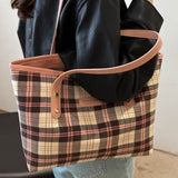 Plaid PU Leather Tote Bag