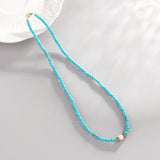 Turquoise & Pearl Beaded Necklace (Pre-Order)