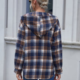 Ivy Lane Plaid Button Up Long Sleeve Hooded Jacket