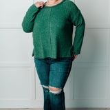 Simple Silhouette Brushed Hacci Sweater in Dark Green