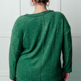 Simple Silhouette Brushed Hacci Sweater in Dark Green