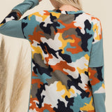 Celeste Full Size Camo Print Contrast Long Sleeve T-Shirt