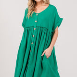 SAGE + FIG Full Size Button Up Short Sleeve Dress