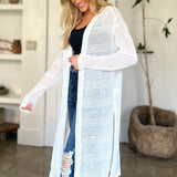 Double Take Full Size Open Front Longline Cardigan