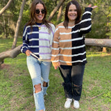 PREORDER: Exceptional Thought Striped Patchwork Sweater in Three Colors