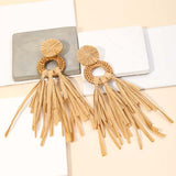 Raffia Fringe Braided Earrings