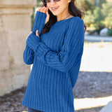 Basic Bae Full Size Ribbed Round Neck Long Sleeve Knit Top