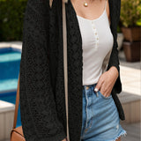 Openwork Open Front Dropped Shoulder Cardigan