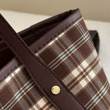 Plaid PU Leather Tote Bag