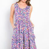 Be Stage Full Size Print Wrinkle Free Ruffled Dress